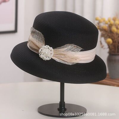 法式高级平顶礼帽夏季草帽2025海边度假遮阳草编太阳帽小清新礼帽