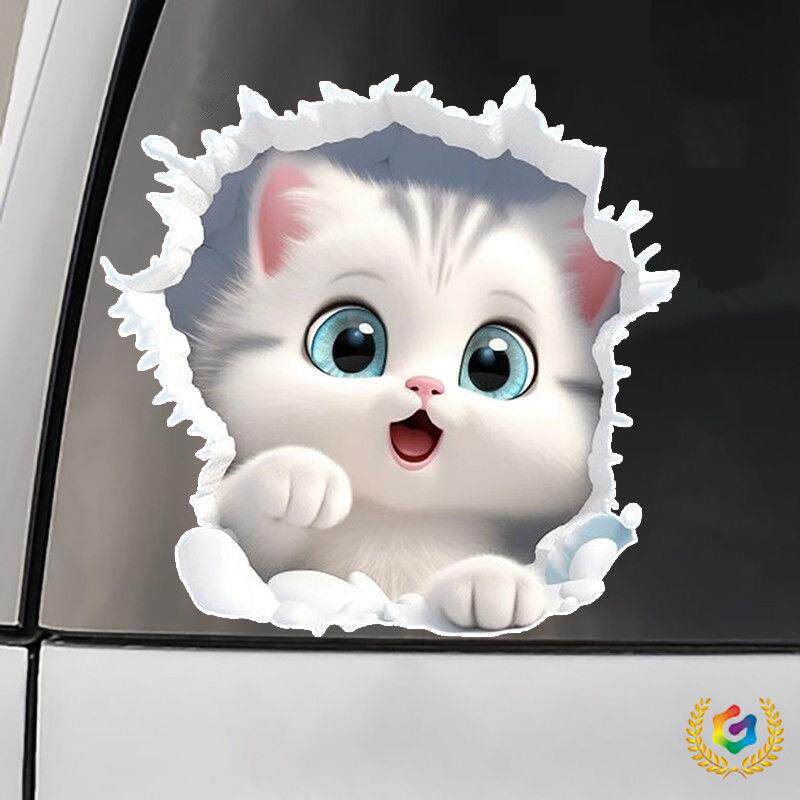 ?帖纸小图案可爱小猫贴纸装饰小图案不透明墙面遮丑贴砖裂痕墙壁