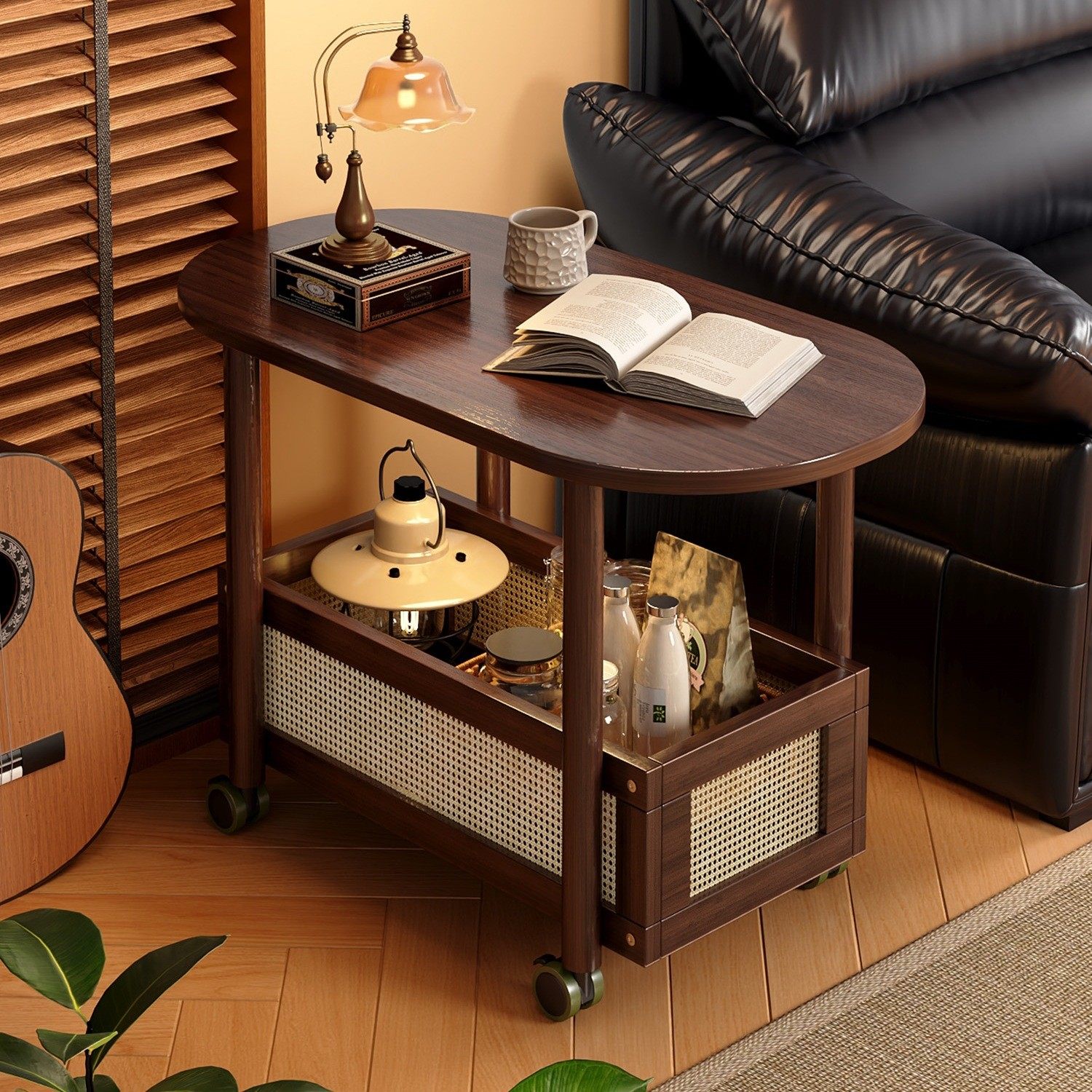 可移动茶几小推车沙发边几客厅2025新款边桌中古风床头置物架桌子