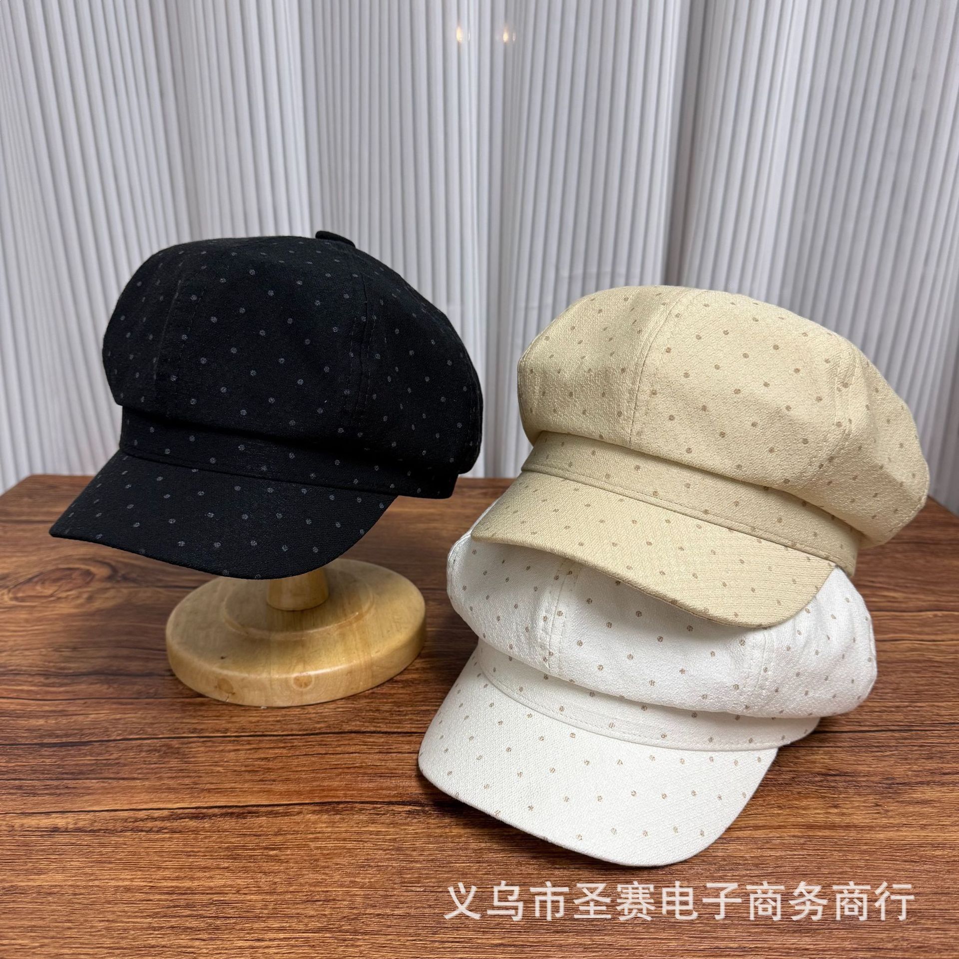 2025新款春夏季复古波点八角帽女士时尚百搭显脸小报童帽画家帽潮
