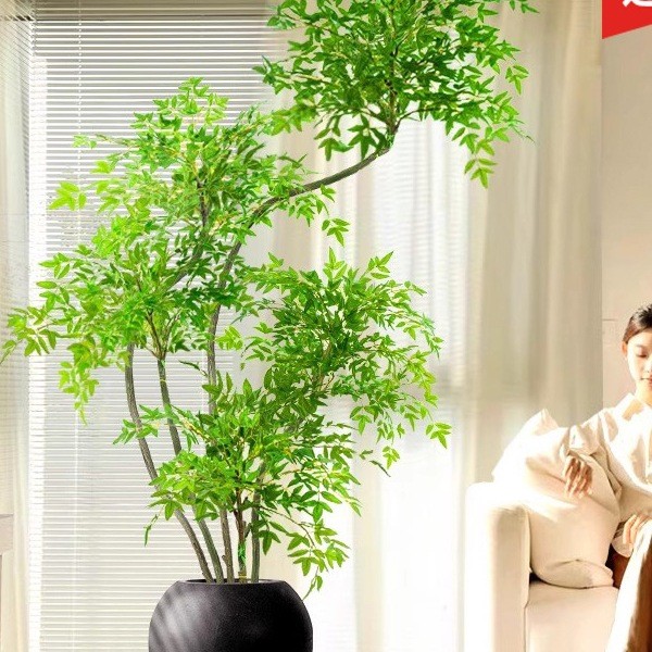 南天竹仿真绿植高级感客厅轻奢室内大型装饰树假植物落地摆件盆栽