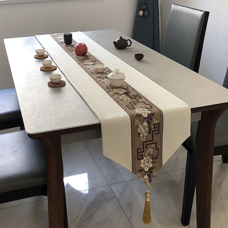 桌旗新中式茶桌布禅意棉麻茶台电视柜布艺桌巾现代简约茶几王华庚