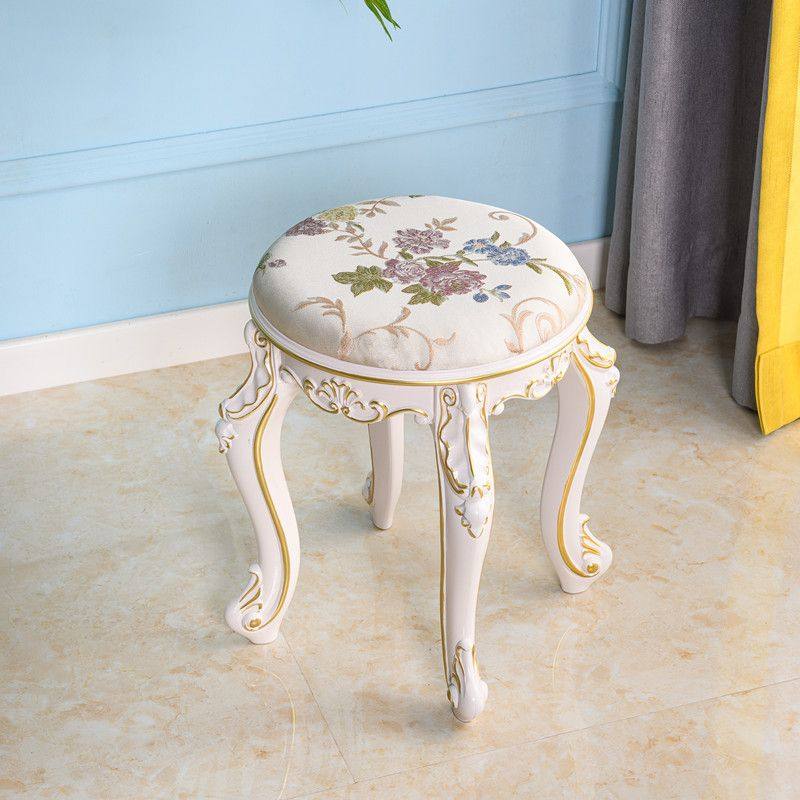 梳妆台凳客厅茶几凳子美甲凳子法式圆凳卧室换鞋凳方凳其他实木