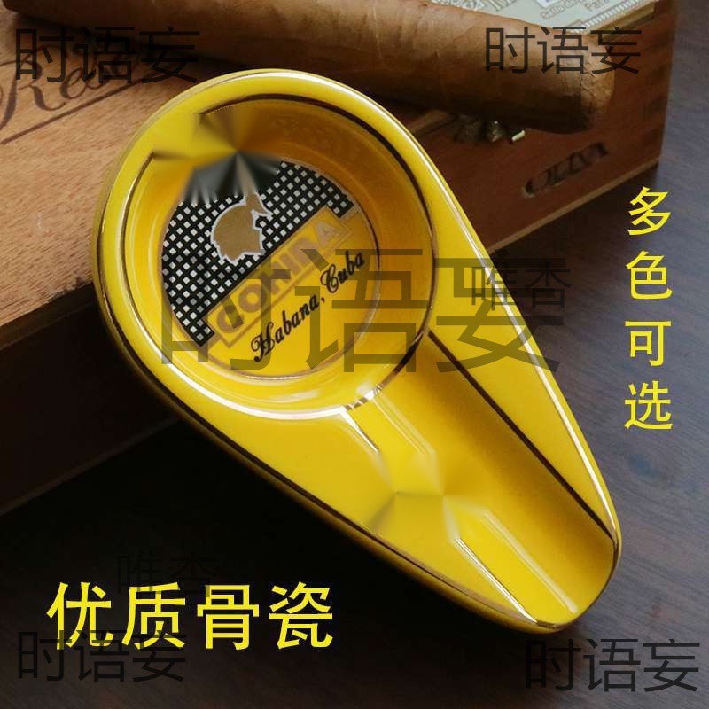 个性工厂时尚陶瓷金属雪茄烟雪茄缸烟灰缸雪茄便携式家用创意直发