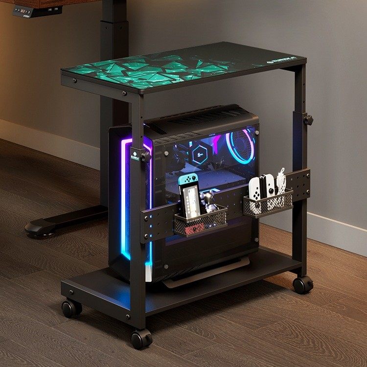 赛途大尺寸主机托架台式电脑移动主机车电竞海景房机箱升降置物架