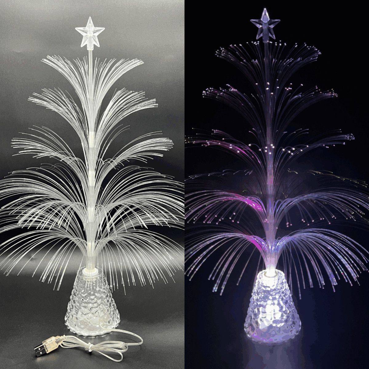 新款圣诞树光纤灯桌面布置氛围小夜灯发光摆件七彩网红水母灯插电