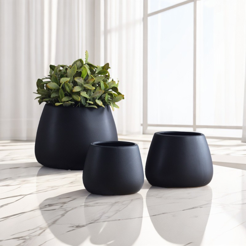 简约陶瓷花盆堆圆几何形黑白绿萝多肉无孔可水培容器金钱草盆具