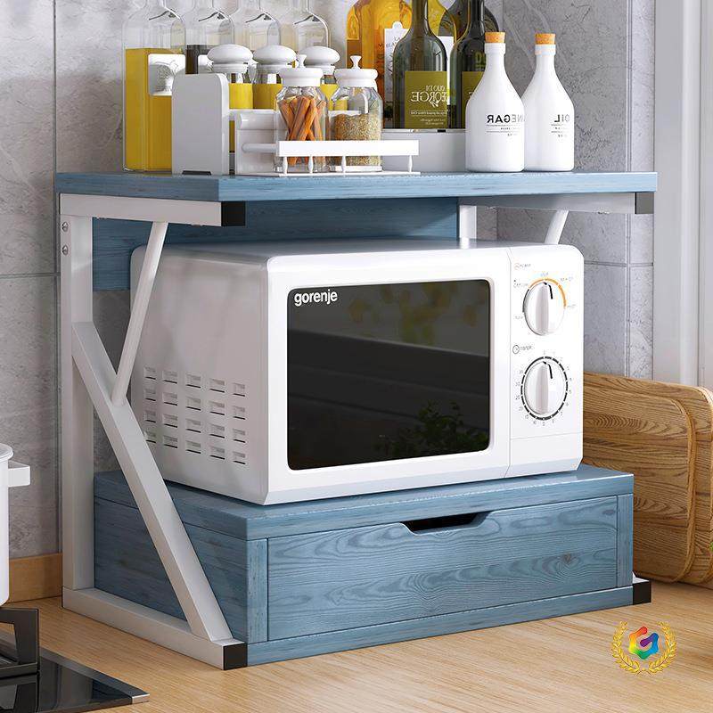 ?厨房微波炉置物架台面调料架家用储物收纳架落地双层桌面烤箱架