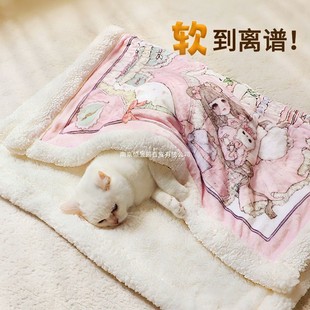 宫廷风猫咪小毯子猫垫睡觉用宠物毛毯猫用猫猫盖毯狗狗被子冬