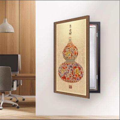 葫芦电表箱装饰画新中式客厅玄关竖版挂画大尺寸多媒体盒遮挡壁画