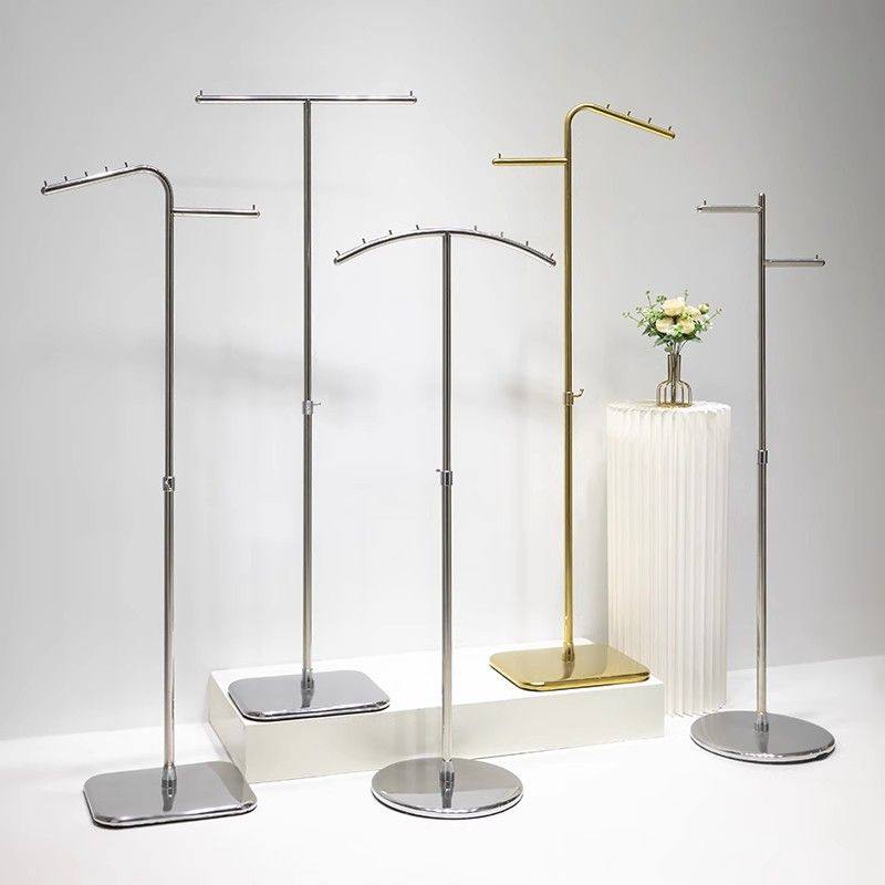 不锈钢衣帽架落地晾衣架男女服装店中岛货架直播间衣帽镜面展示架