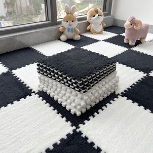 毛绒床边地毯卧室ins风儿童房间全铺家用可裁剪泡沫拼接地垫阳台