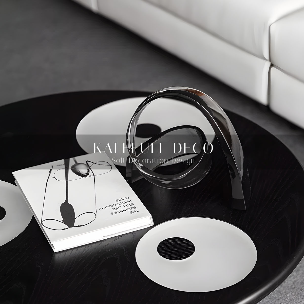 现代轻奢镜面玻璃花器丝带摆件样板间售楼部茶几装饰花瓶组合饰品