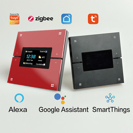 涂鸦zigbee智能带屏显示天气温湿度调光雷达波感应场景多功能开关