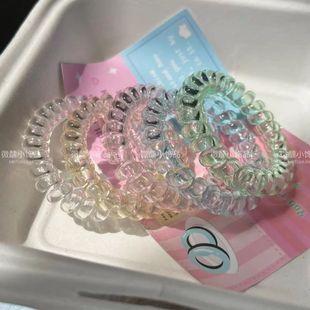 高弹力无痕头绳粉色少女电话线发圈扎头发皮筋ins不伤发女耐用