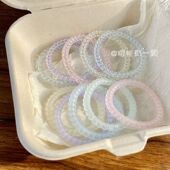 细款 彩色电话线发圈少女磨砂扎头皮筋不伤发百搭耐用无痕头绳发饰