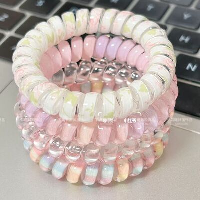 高颜值甜美发圈电话线不伤发耐用发绳高弹力可爱少女无痕皮筋发饰