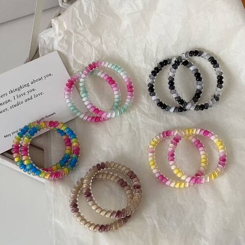 彩虹渐变色电话线发圈女扎头发高弹力耐用扎发头绳皮筋发绳头饰