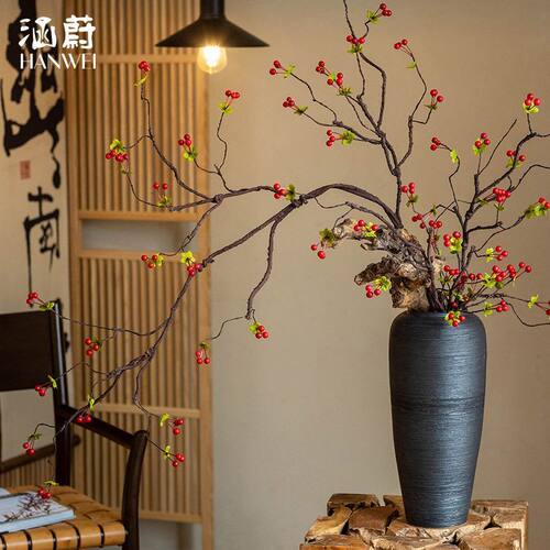 宋代美学小摆件海棠仿真花绿植花果植物客厅电视柜插花干花家居装