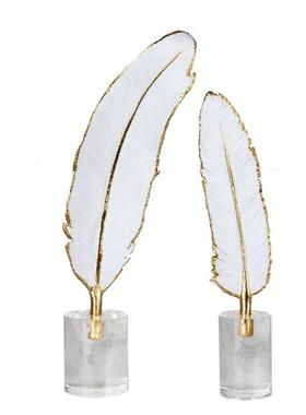 创意现代简约水晶羽毛装饰时尚轻奢客厅样板间酒店家居饰品摆件