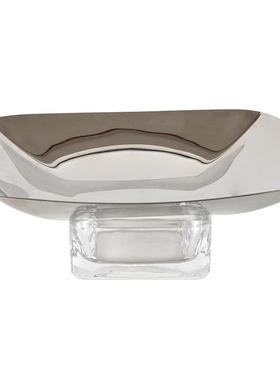 北欧极简软装饰金属水晶果盘摆件样板房设计师精致桌面搭配工艺品