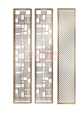 现代风格酒店不锈钢栅格屏风仿古新中式餐厅隔断入户玄关花格背景