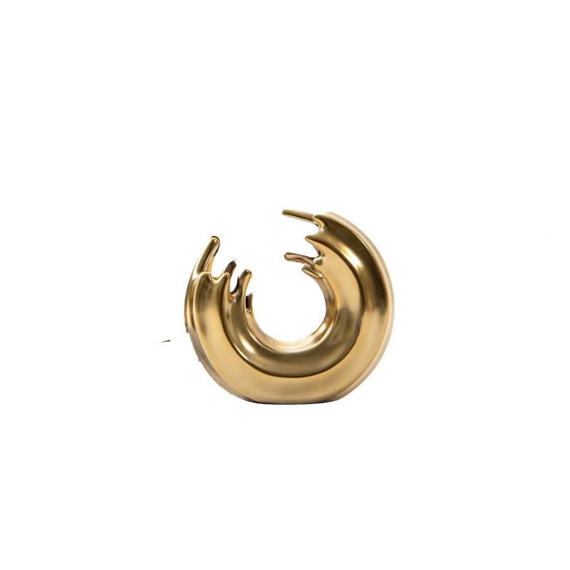 现代轻奢JQF抽电花镀金色陶瓷瓶客房厅象书艺术品摆件样板房软装