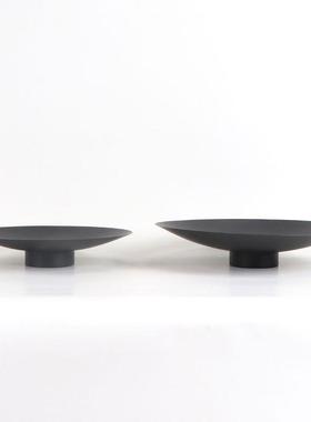 新中式现代金属圆形托盘软装摆件样板房客厅茶几会所花器家居饰品