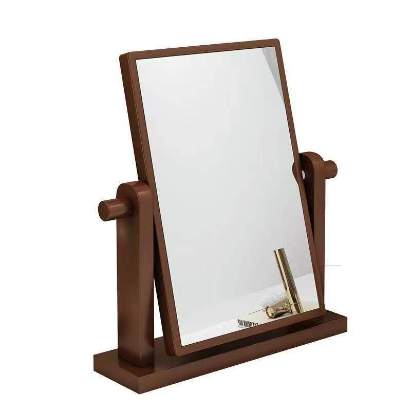 台式化妆镜可翻转桌面梳妆镜简约家用木质镜现代中式复古风镜子