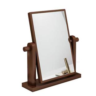 台式化妆镜可翻转桌面梳妆镜简约家用木质镜现代中式复古风镜子