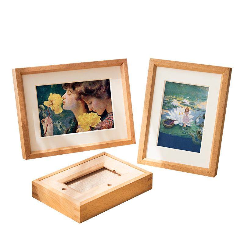 实木质榉木相框洗照片做相片册榫卯摆台相框6/7/10寸榉木相框