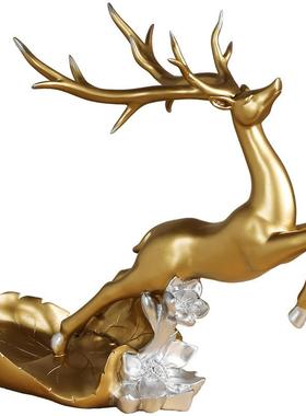 中式创意金色麋鹿红酒架摆件家居客厅酒柜电视柜树脂装年会送礼