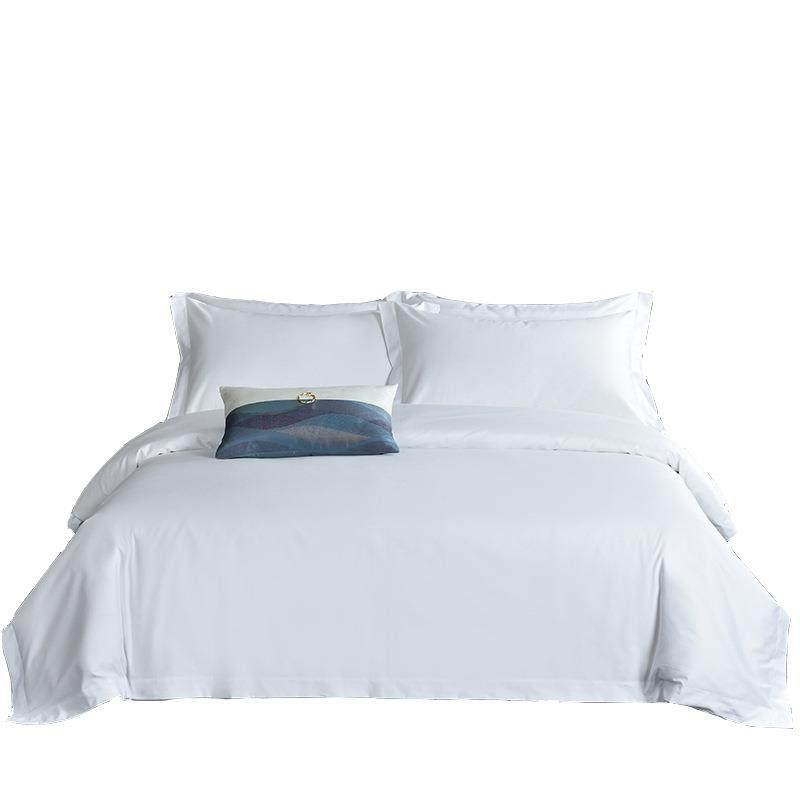 五星级酒店60S80S100s全棉白色贡缎宾馆四件套民宿布草床品纯棉套