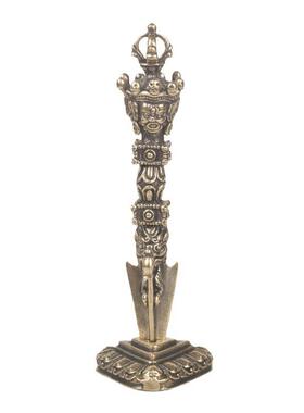 纯铜三面普巴金刚降魔杵桌面摆件密宗法器金刚橛金刚杵工艺品