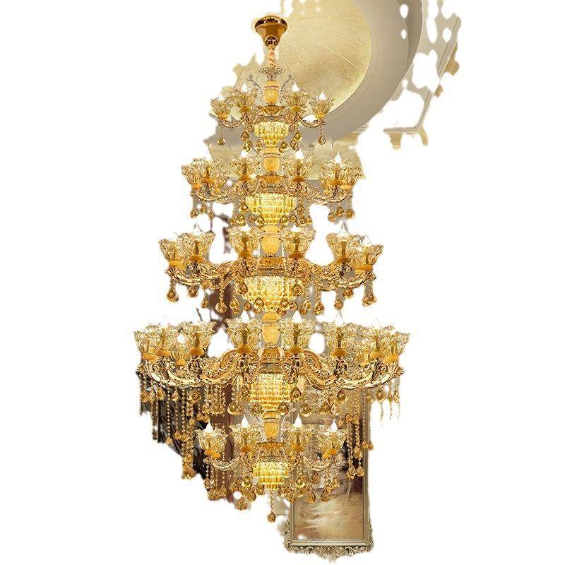 别墅复式楼客厅大吊灯楼梯挑空跃层大厅loft楼中楼长欧式水晶灯具,家装灯饰光源,智能吊灯,淘宝优惠券,粉丝福利购,淘宝优惠卷