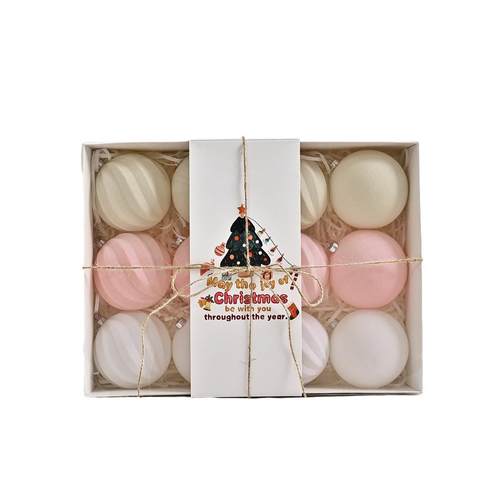 2024新款圣诞节日派对家居装饰挂件高级8CM圣诞球植绒球套装