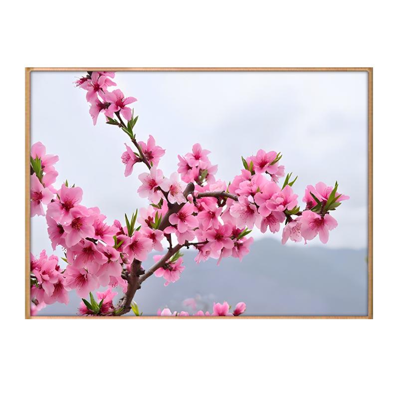 桃花挂画旺桃花运桃花装饰画田园风光现代简约房间卧室床头壁画