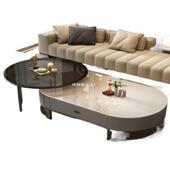 岩板茶几客厅家用轻奢现代简约2024新款 茶桌椭圆形网红小户型茶几