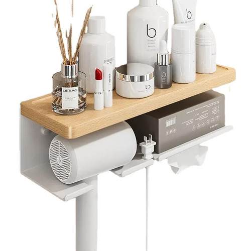 胡桃木吹风机置物架卫生间壁挂免打孔支架电吹风挂架风筒收纳架子