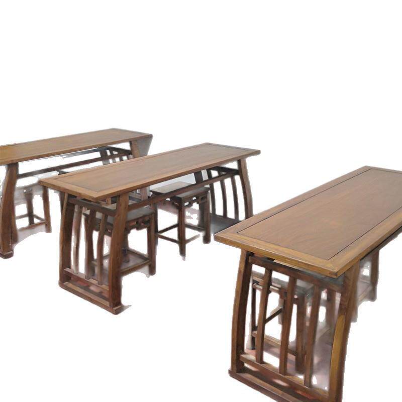 供应实木国学桌书法书画桌双人学习桌马鞍桌中式学生桌榆木书桌