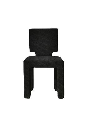 北欧创意网红黑色泰迪绒餐椅家用现代简约ins风凳子靠背化妆椅子