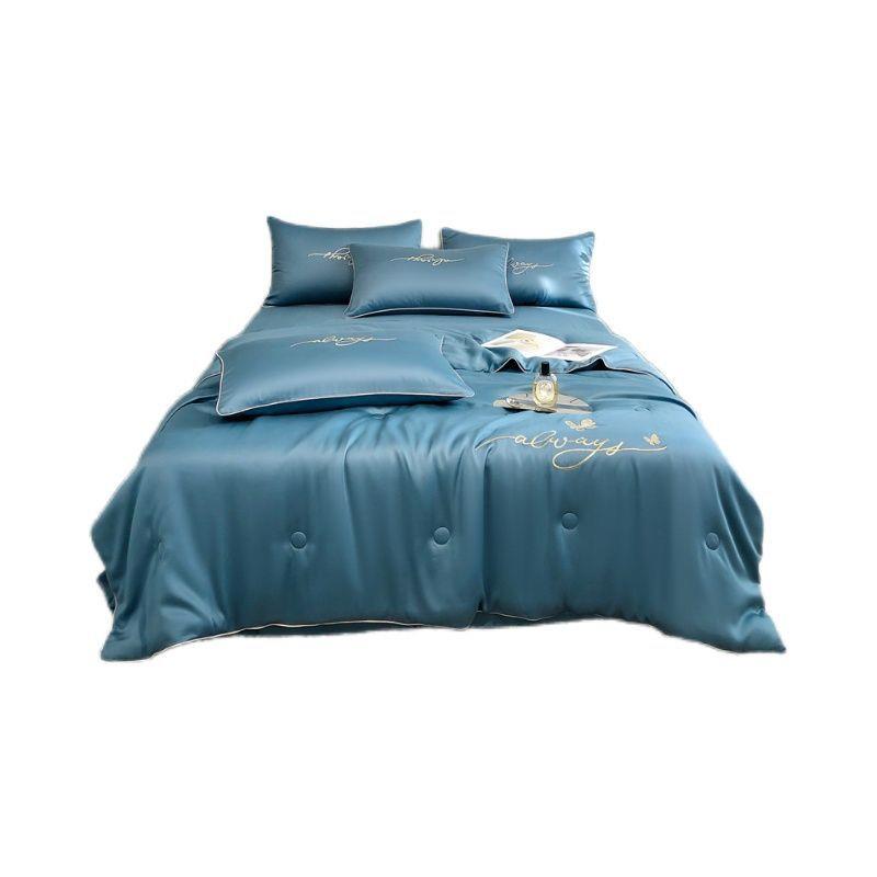 刺绣冰丝夏凉四被件套可机洗T012洗夏空调被被水夏季薄款被子被芯