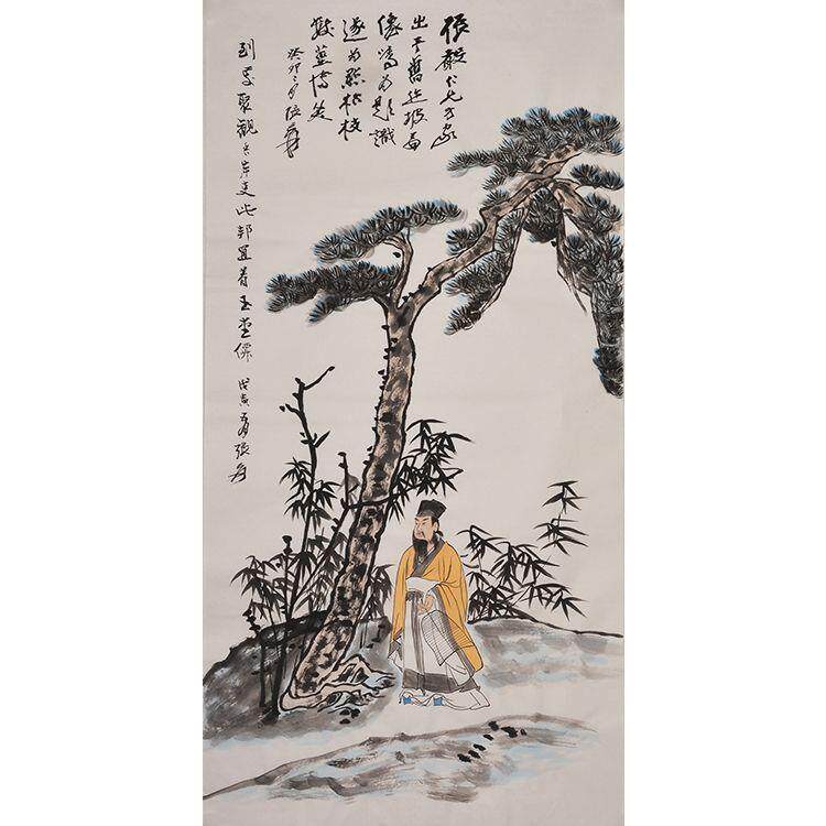 名画作家张大千纯手绘装饰画国画水墨画客厅玄关画人物画壁画中式