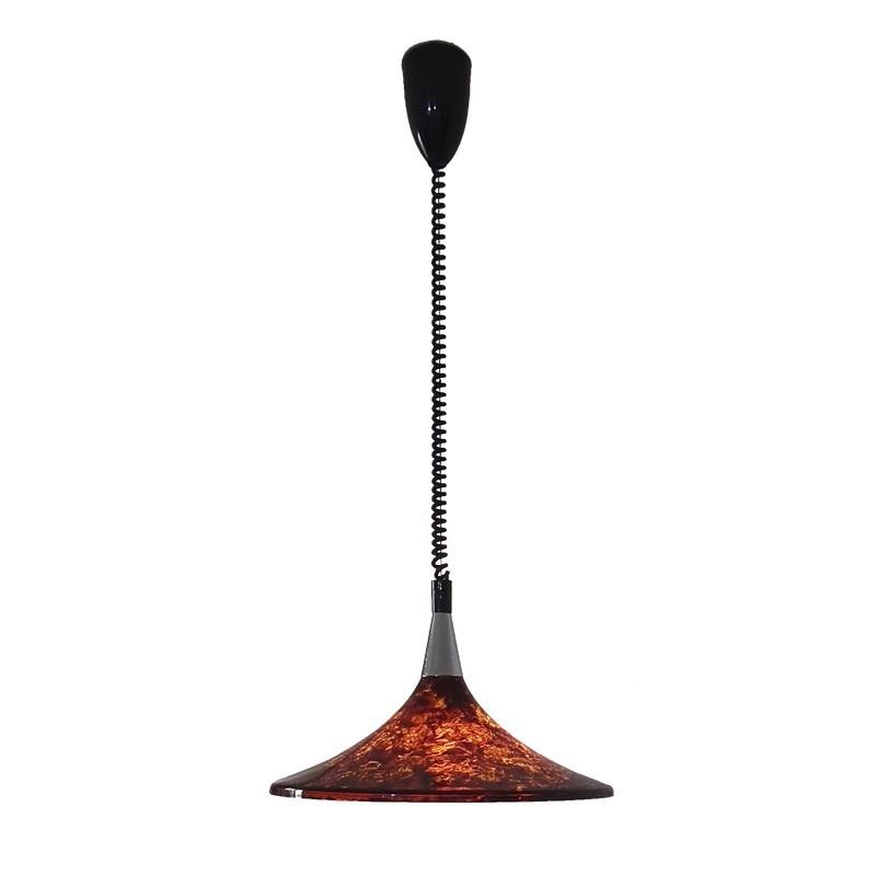 中古餐厅吊灯设意可升降复古彩绘客厅创岛书房主台灯计伸缩喇叭灯