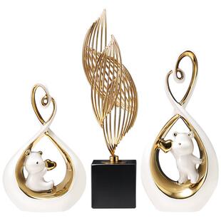 轻奢高档电视柜小熊摆件家居客厅大气上档次玄关酒柜装饰品高级感