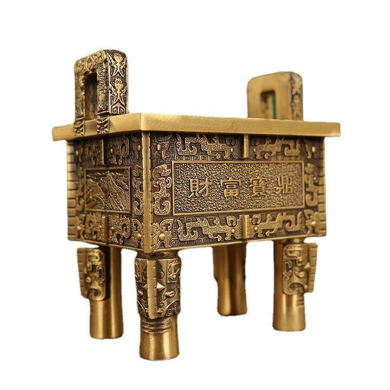 财富鼎铜鼎摆件铜香炉聚宝龙鼎方鼎家居摆件铜诚信商务礼品鼎香炉