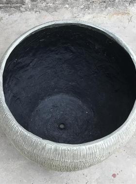 竖纹绿色可种植玻璃钢花盆水缸形状室内家居玄光酒店大厅摆设1527