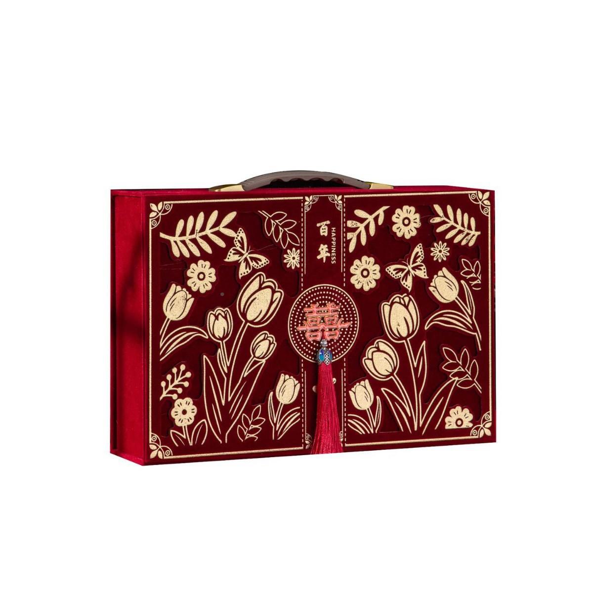 款高级中式提亲聘礼钱盒子绒布彩礼箱10订用品大全结彩礼箱婚子新