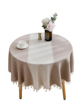 灰色提花几何桌布文艺圆桌茶几餐桌布艺长台布圆形