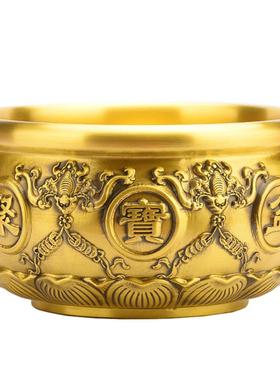 黄铜五福聚宝盆摆件黄铜聚宝盆客厅店铺玄关工艺开业礼品